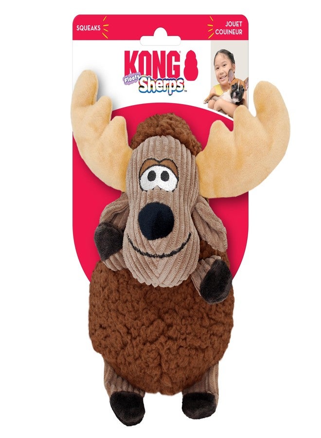 KONG Sherps Floofs – Plush Dog Toy with Flat Squeaker & Crackly Noise – Soft, Snuggly Cuddly Toy for Indoor Fetch & Gentle Play, Durable Lined Design (Moose/Sheep Combo) - Image 4